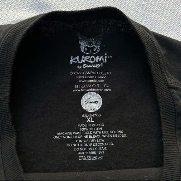 My Melody & Kuromi Tshirt XL Flame Heart Girls Crop Top Black Sanrio Womens Tee - Picture 2 of 5